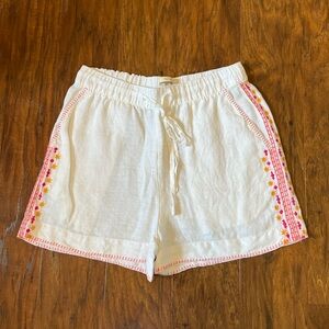 Cynthia Rowley White Linen Bohemian Flair Drawstring Shorts Size S